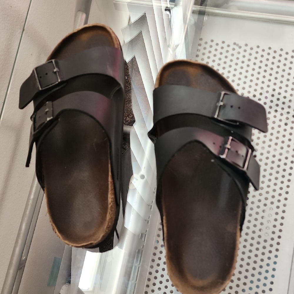 Birkenstock Brown Dark Leather Sandals - Picture 2 of 13